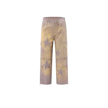 Collisional Splatter Star Printed Pleated Multi pocket Pants