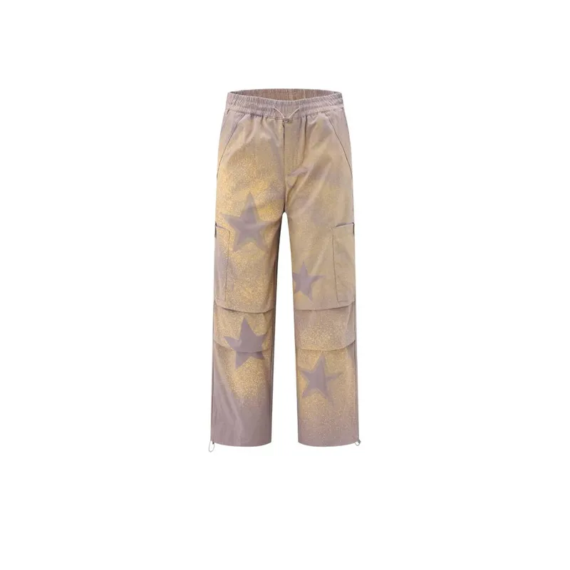 Collisional Splatter Star Printed Pleated Multi pocket Pants-0