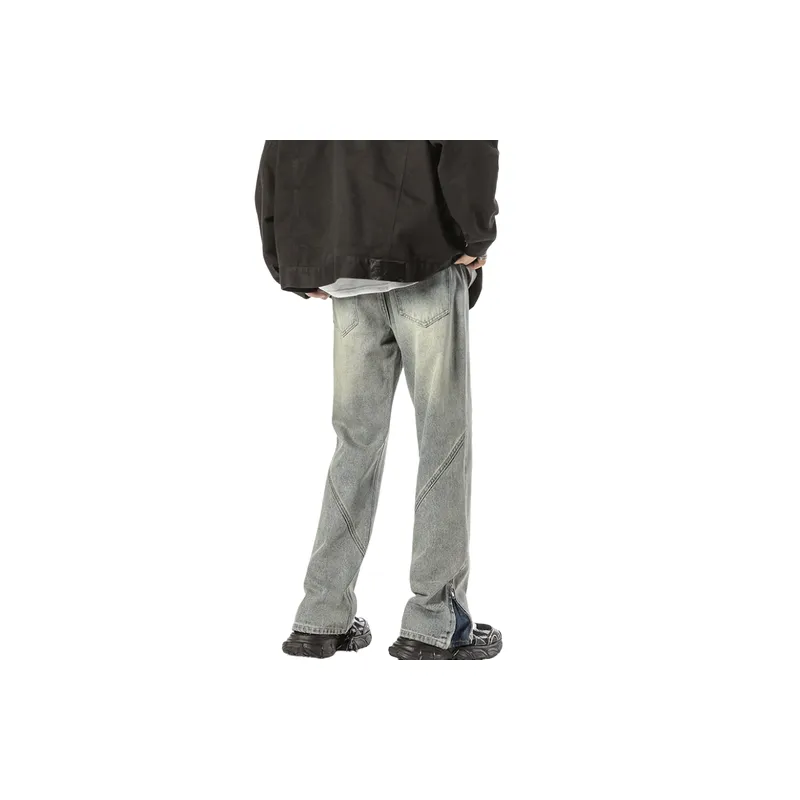 Washed Straight Leg Jeans-3