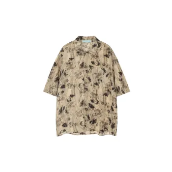 Simple Non ironing Full Print Floral Short sleeved Shirt