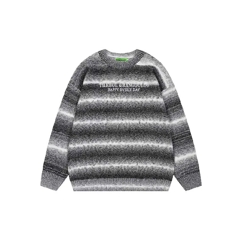 Retro Contrast Color Blended Synthetic Fabrics Sweater-0