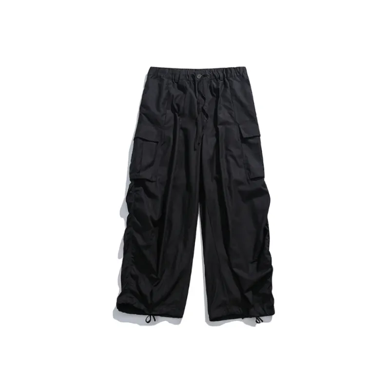 Solid Color Retro Outdoor Loose Casual Straight Pants-8