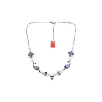Pearl Silver Skull Necklace