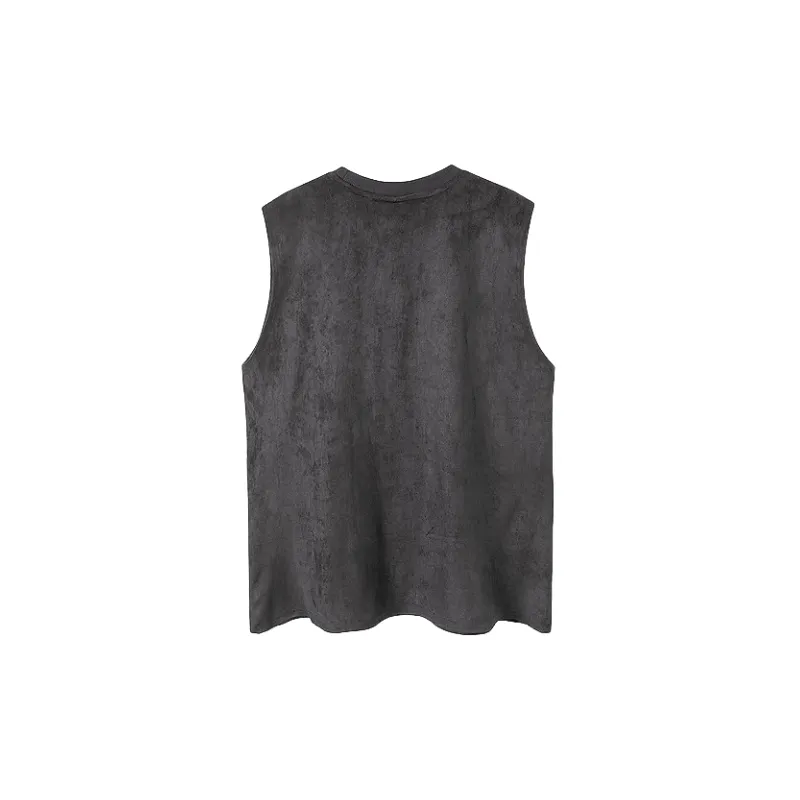 Simple Loose Blended Synthetic Fabrics Vest-1