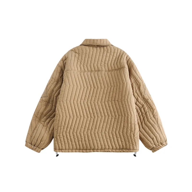 3D Multi pocket Lapel Cotton Coat-5