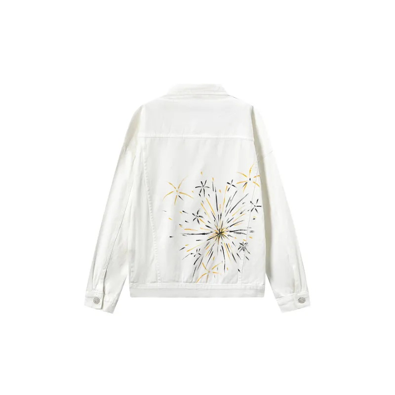 Hand Painted Fireworks Letter Top Loose Casual Lapel Jacket-1