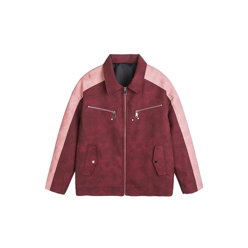 Color matching Multi pocket Motorcycle Jacket-0