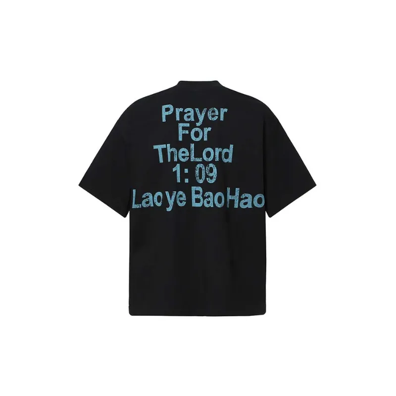 Retro Print Cotton Blended Fabric T-Shirt-1