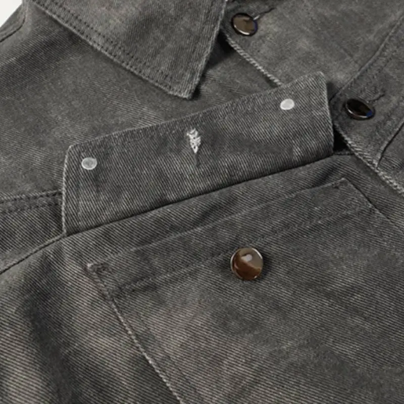 High Street Retro Old Stud Camouflage Denim Jacket-5