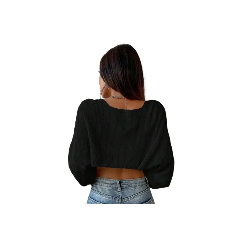 Sexy Cardigan Polyester Knitwear Women-5