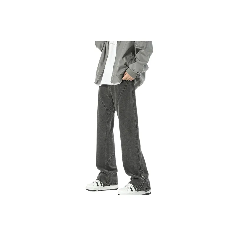 Washed Straight Leg Jeans-7