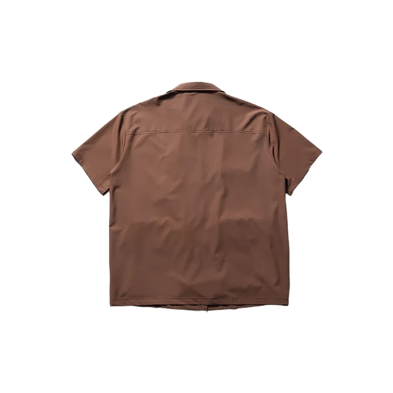 Retro Cuban Collar Work Shirt-3