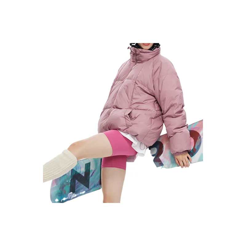 Casual Plain White Duck Down Jacket-3