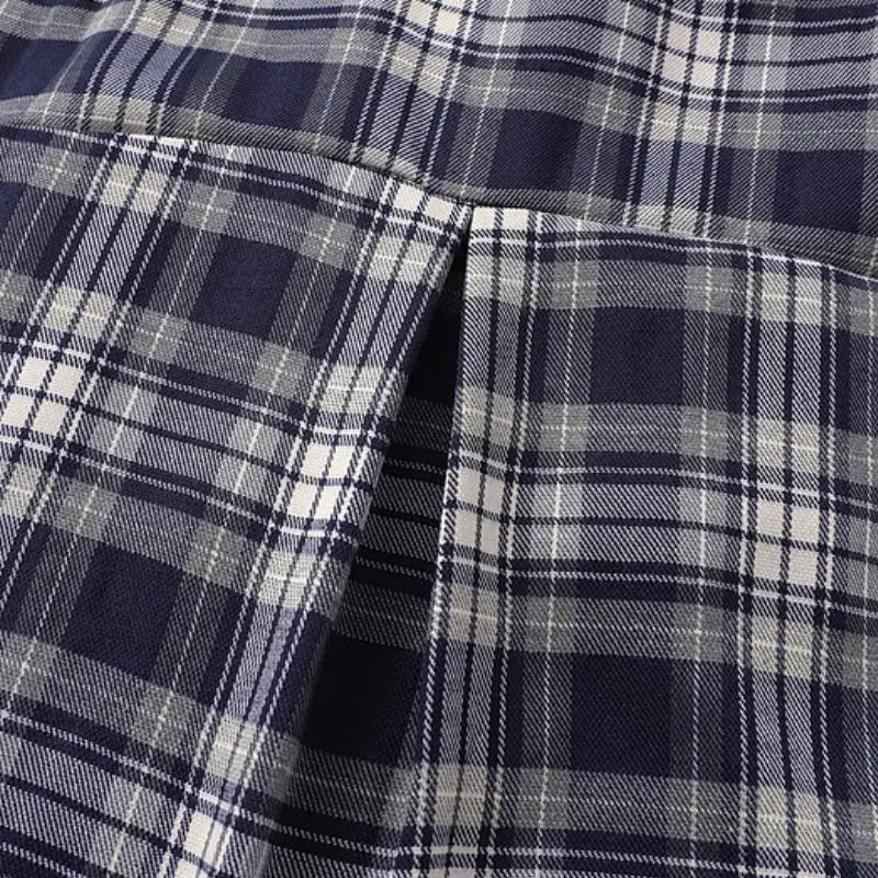 Retro Plaid Blended Synthetic Fabrics Shirt-2