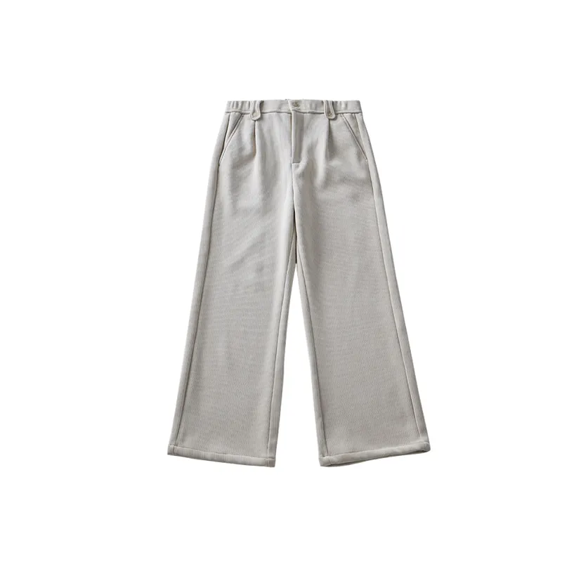 Loose Simple Blended Synthetic Fabrics Casual Pants-2