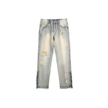 Ripped Straight Leg Jeans