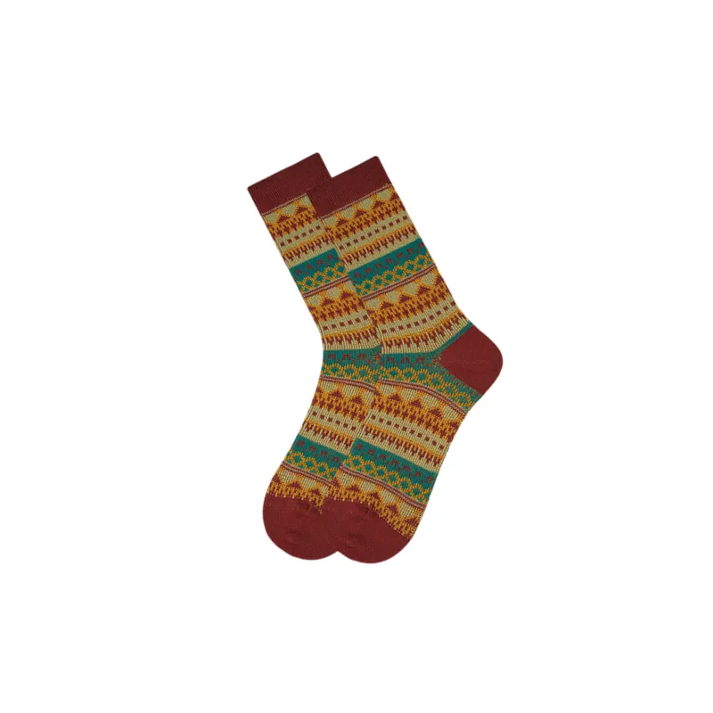 Retro Fashionable Combed Cotton Mid Calf Sock-2