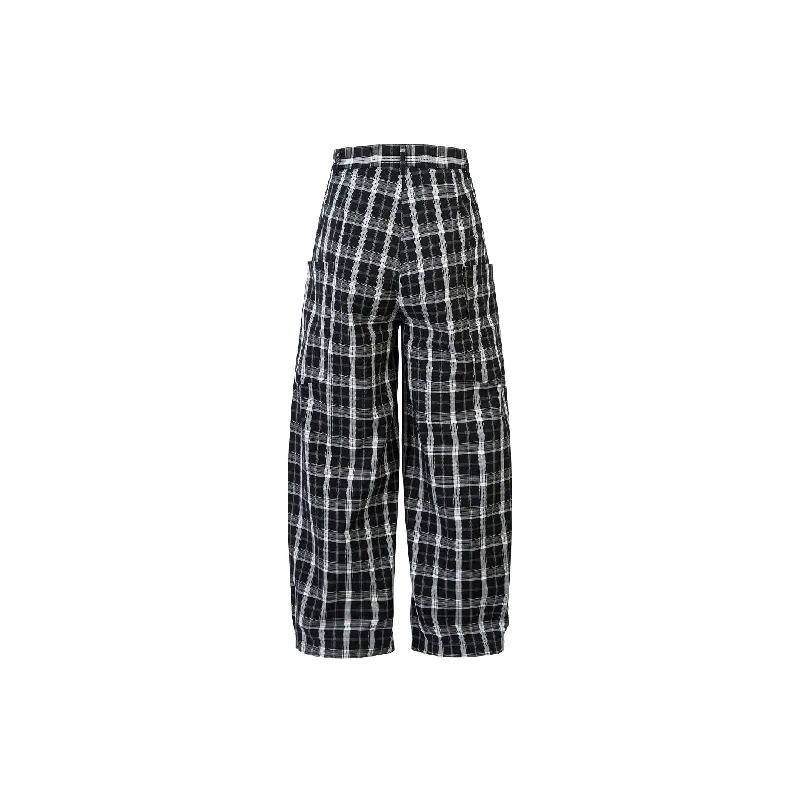 Retro Plaid Denim Casual Pants-1