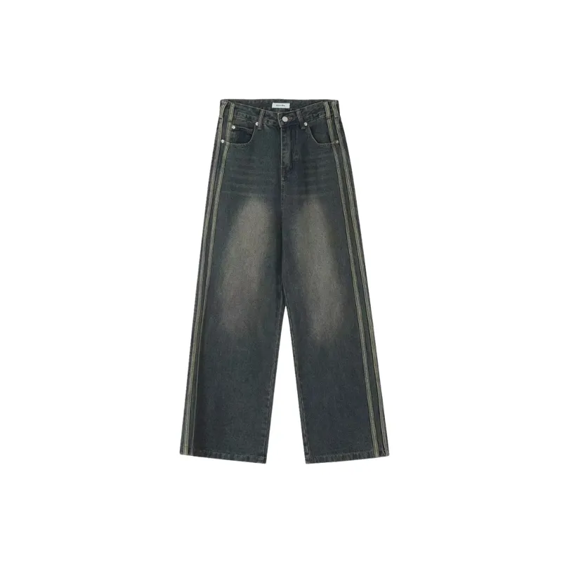 Retro Distressed Side Jeans-0
