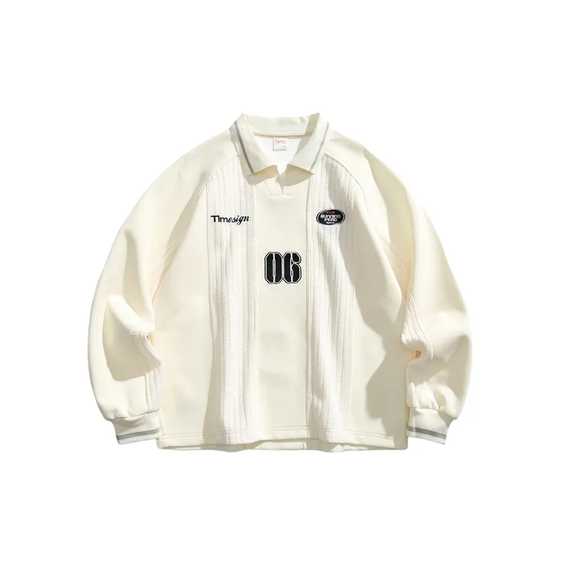 Retro Loose Cotton Blended Fabric Polo-0