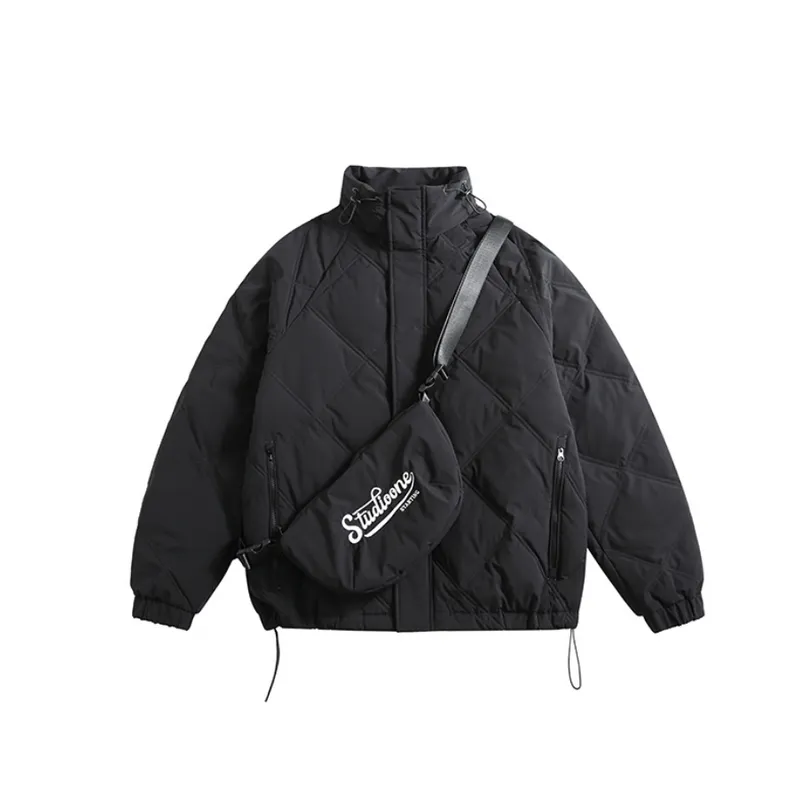 Simple Thickened Solid Color Stand Collar Down Jacket-4