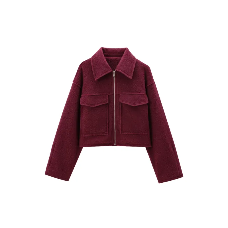 Simple Zipper Polyester Jacket Women-7
