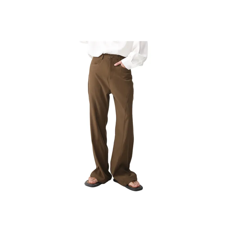 Loose Plain Blended Synthetic Fabrics Suit Trousers-1