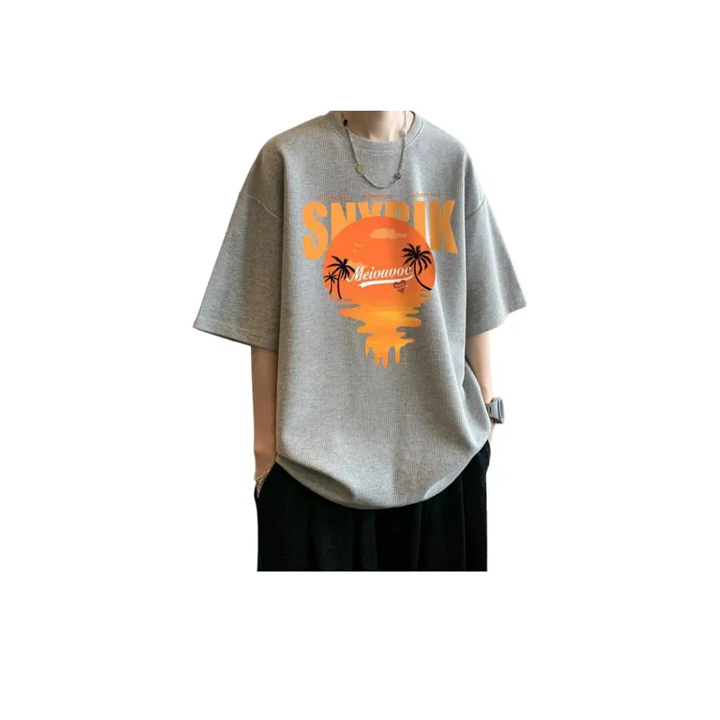 Sunset Print Large Size Half Sleeve T Shirt-3