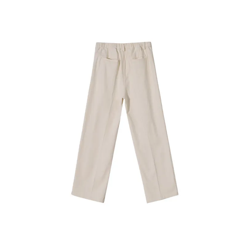 Simple Loose Cotton Suit Trousers-5