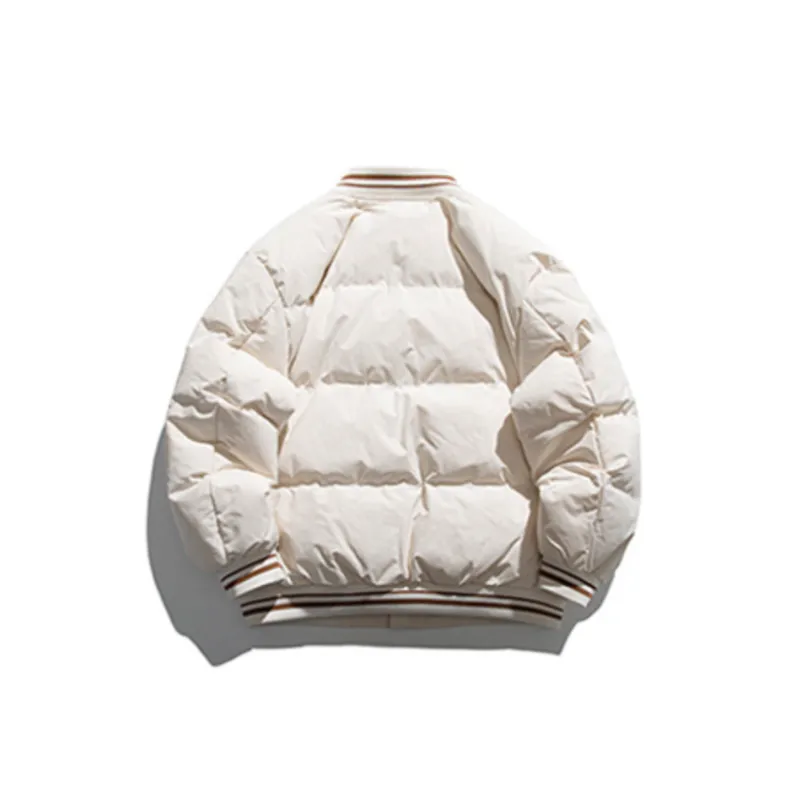 College Style Letter Printed Stand up Collar Cotton Coat-1
