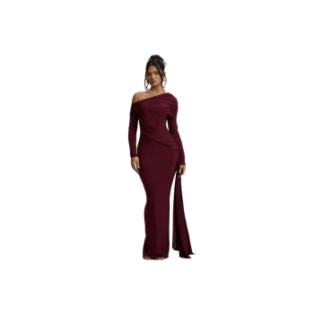 Elegant Long Sleeve Milk Fiber Dress Women
