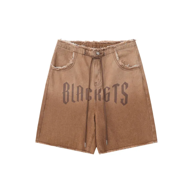 Washed Gradient Denim Shorts