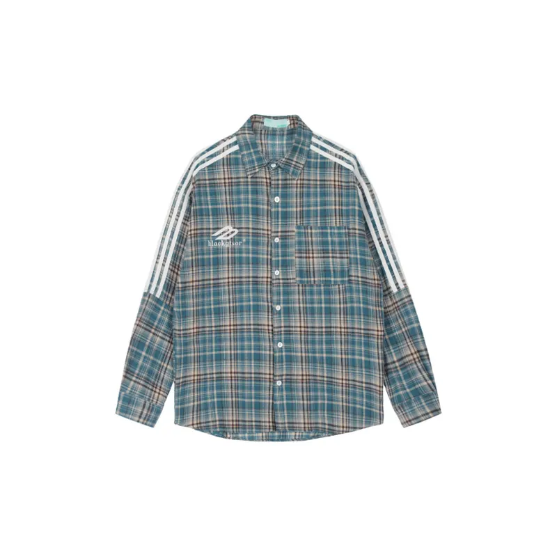 Contrast Color Plaid Shirt-0