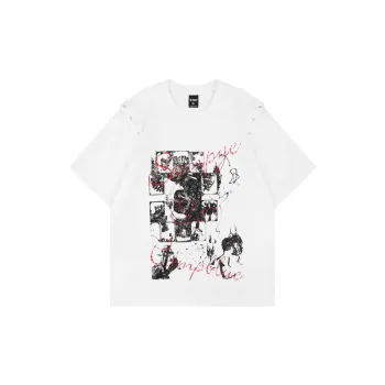 Retro Studded Cotton Blended Fabric T Shirt