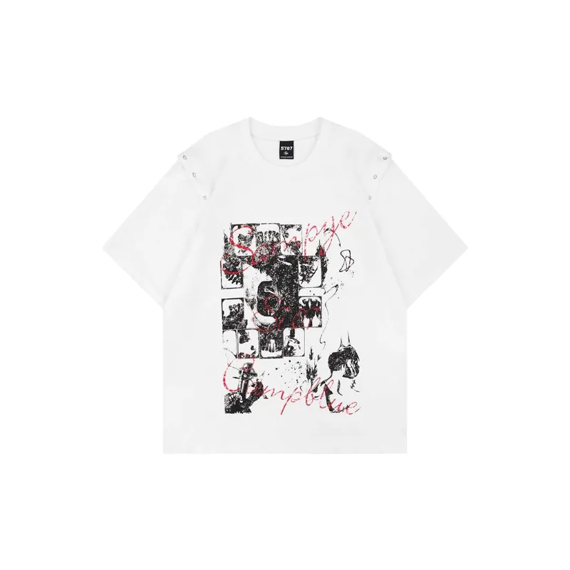 Retro Studded Cotton Blended Fabric T Shirt-4