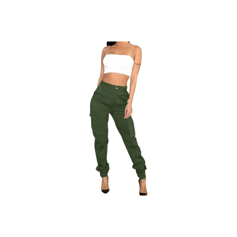 Casual Fashionable Camouflage Fabric Cargo Pants Women-2