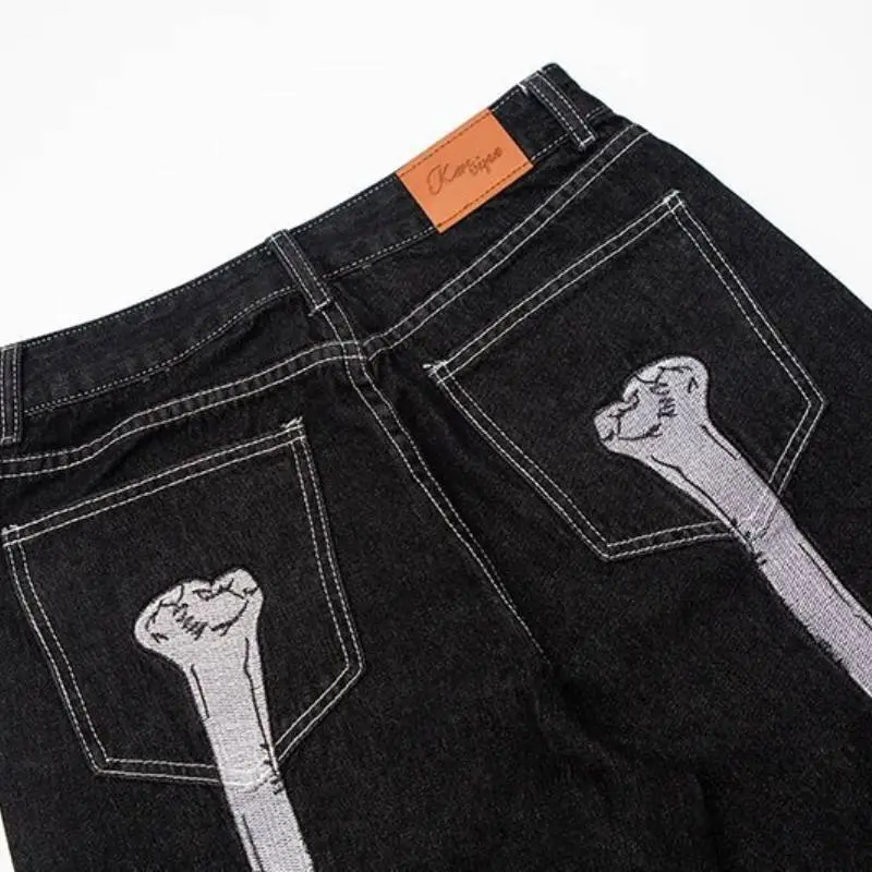 Casual Embroidery Loose Jeans-5