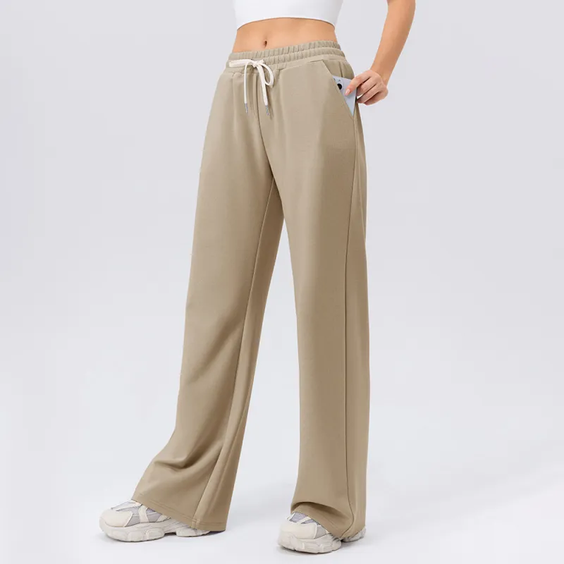 Casual Loose Cotton Polyester Blend Sports Pants Women-1