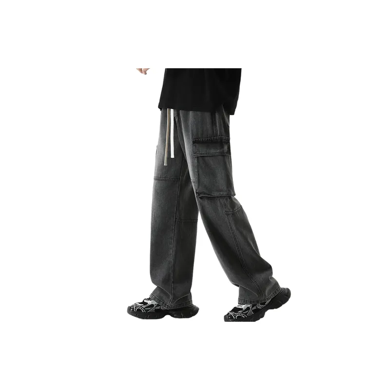 Funky Loose Denim Cargo Pants-17