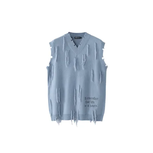 Retro Tassel Irregular Hole Contrast Embroidered Waistcoat Sweater