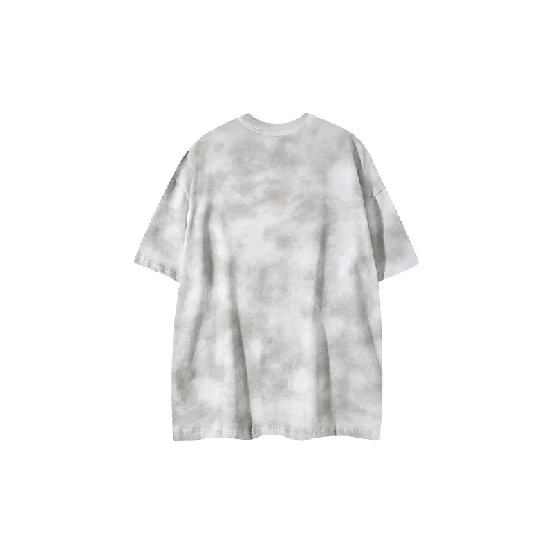 Tie Dye Letter Cotton Blended Fabric T Shirt-5