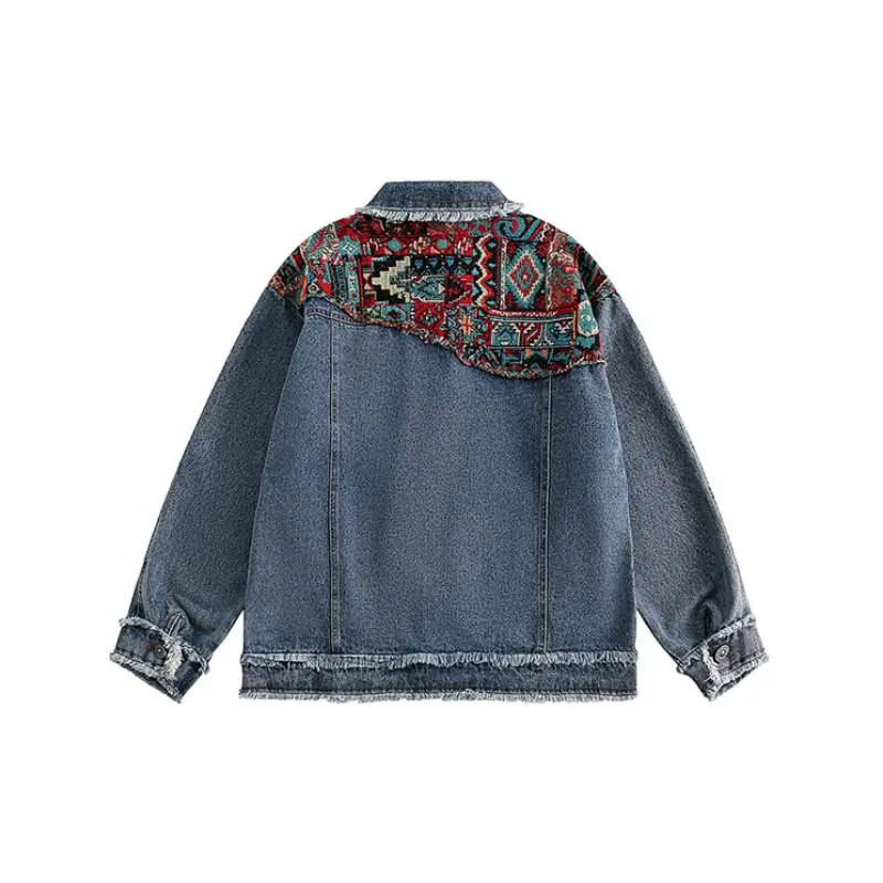 Retro Ethnic Style Fashionable All match Denim Jacket-1