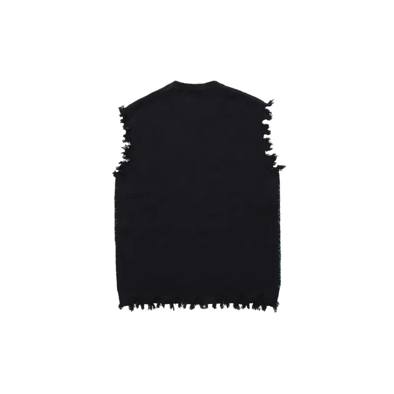 New style Retro Hacker Invades And Destroys Fur edged Vest swag OOTD-8