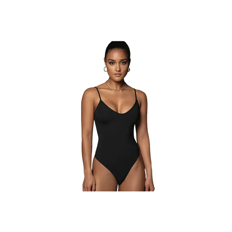 Sexy Plain Viscose Bodysuit Women-0