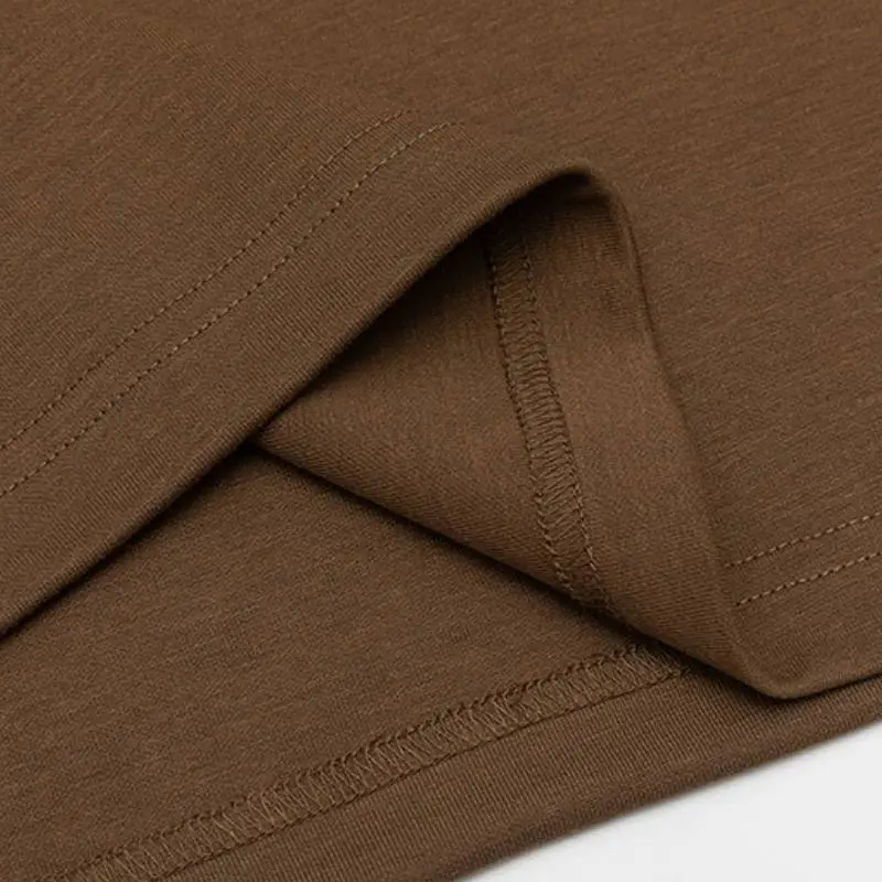 Plain Loose Blended Synthetic Fabrics T Shirt-3