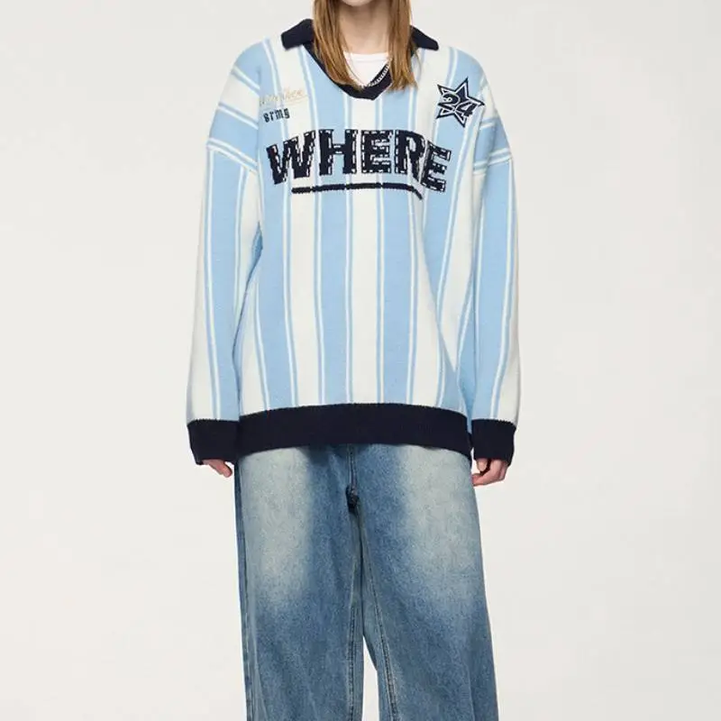 Retro Sporty Acrylic Fibres Sweater-2