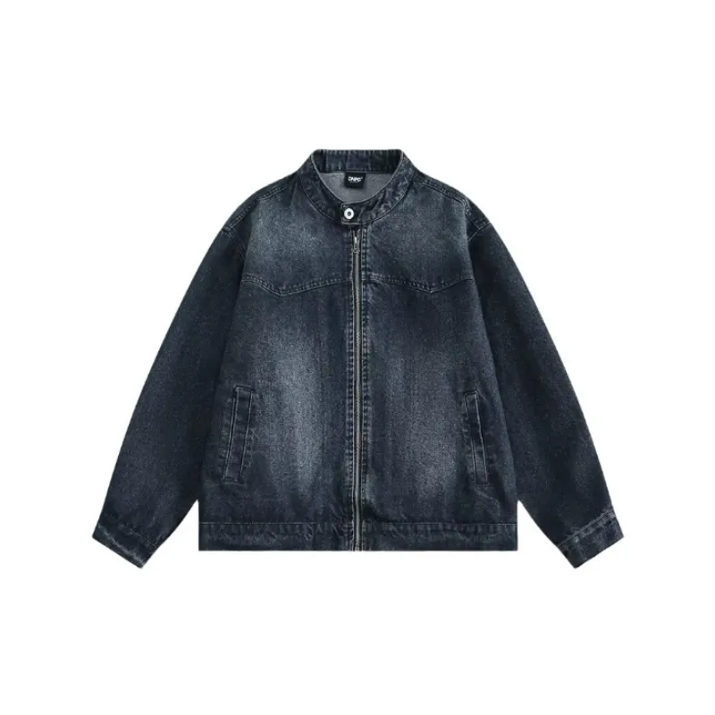 Simple Retro Washed Denim Jacket-0