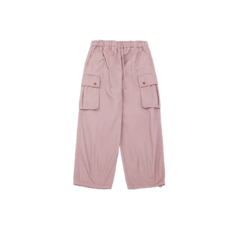Loose Simple 100% Cotton Cargo Pants-3