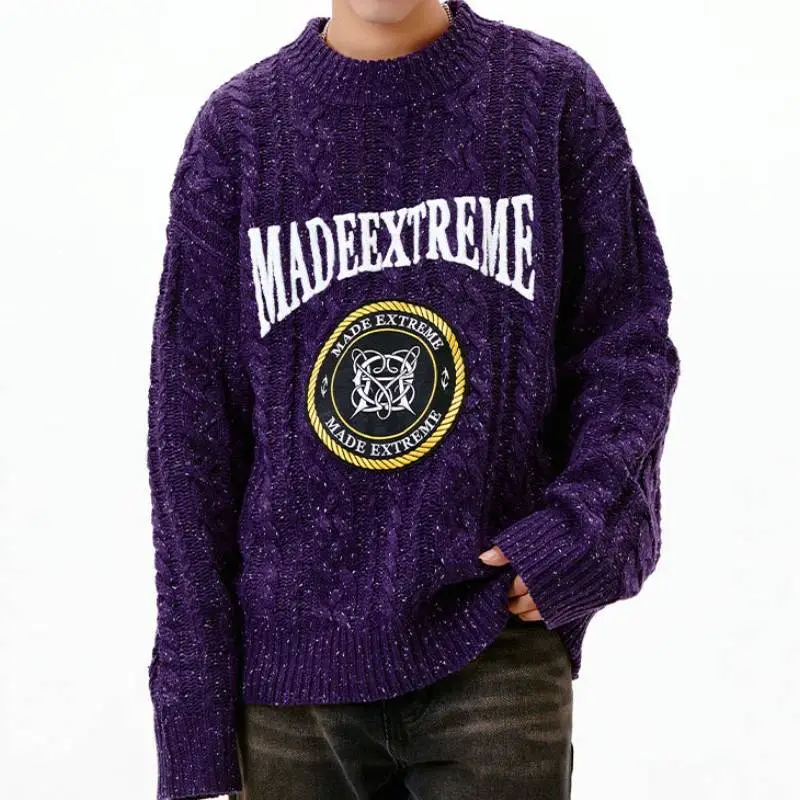 Retro Simple Blended Synthetic Fabrics Sweater-9