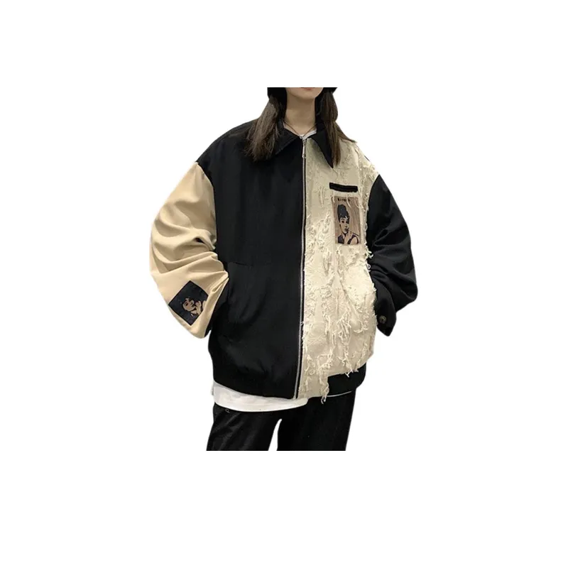 Spliced Trendy Baseball Jacket-0